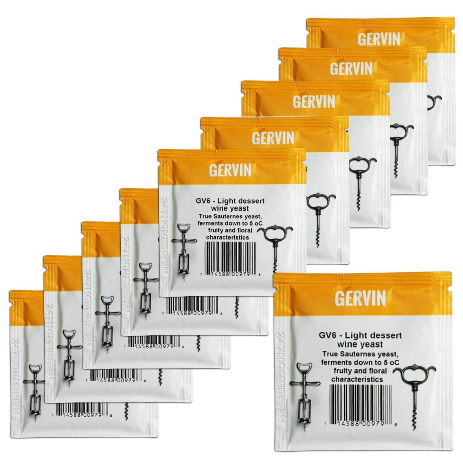 Gervin GV6 Wine Yeast 5g High Alcohol Sparkling Light Dessert upto 18% 5-23L