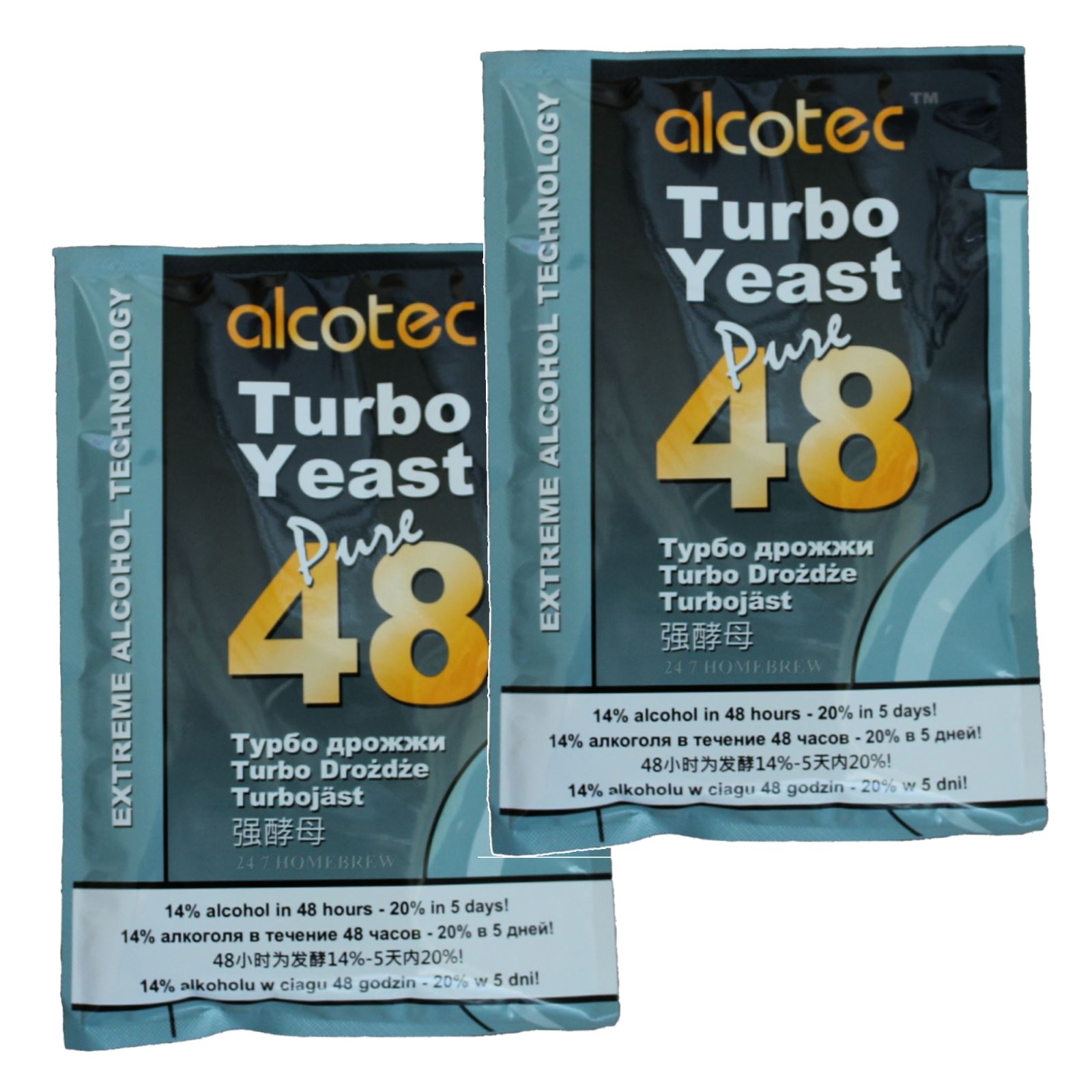 thumbnail interactive-video image 1 of Alcotec 48 Hour Pure Super Turbo Yeast (20 Pack) - For Home Brew 25L Spirits & Alcohol 1 of 4