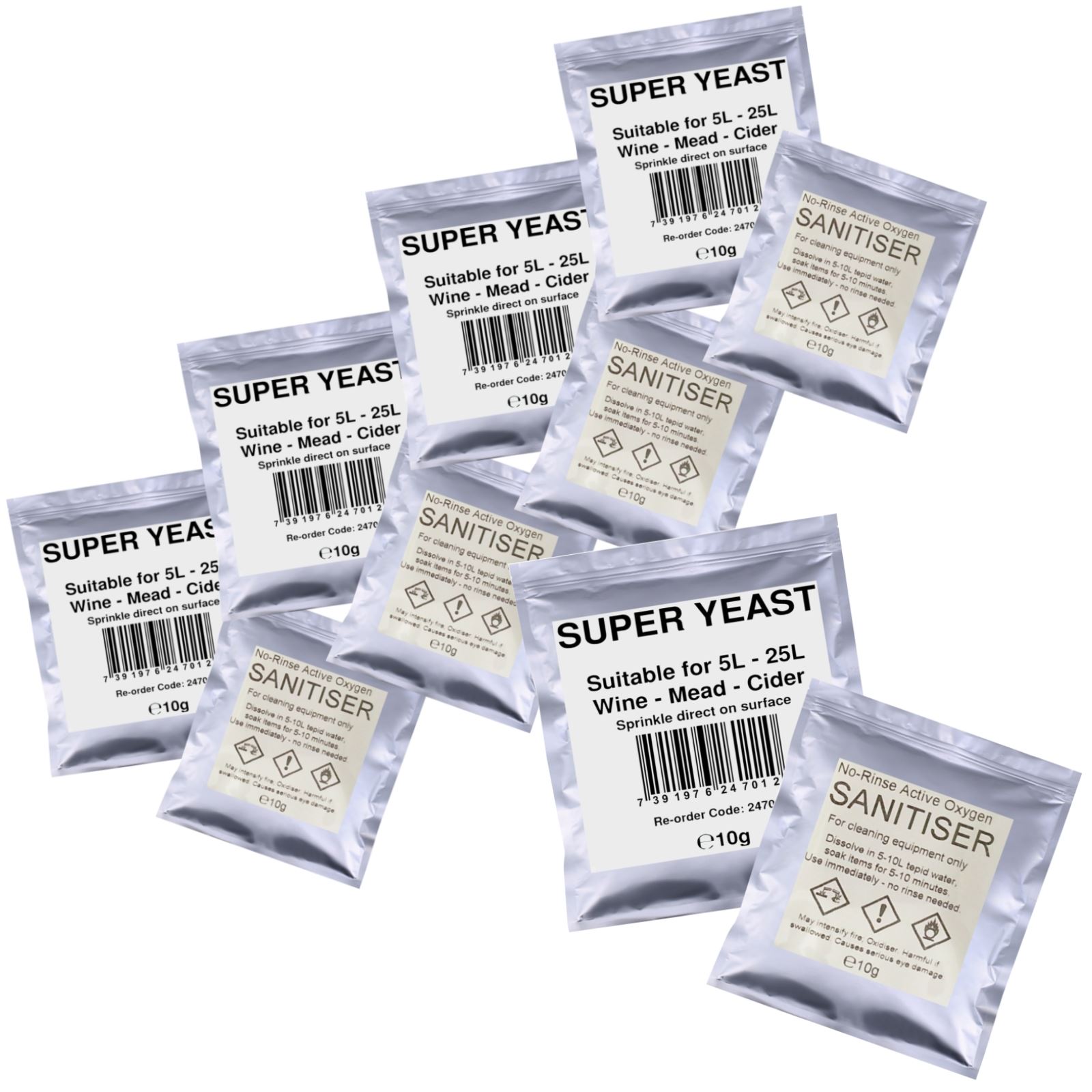 Super Wine Yeast and No-Rinse Steriliser Pack Homebrew Wine, Cider and Mead