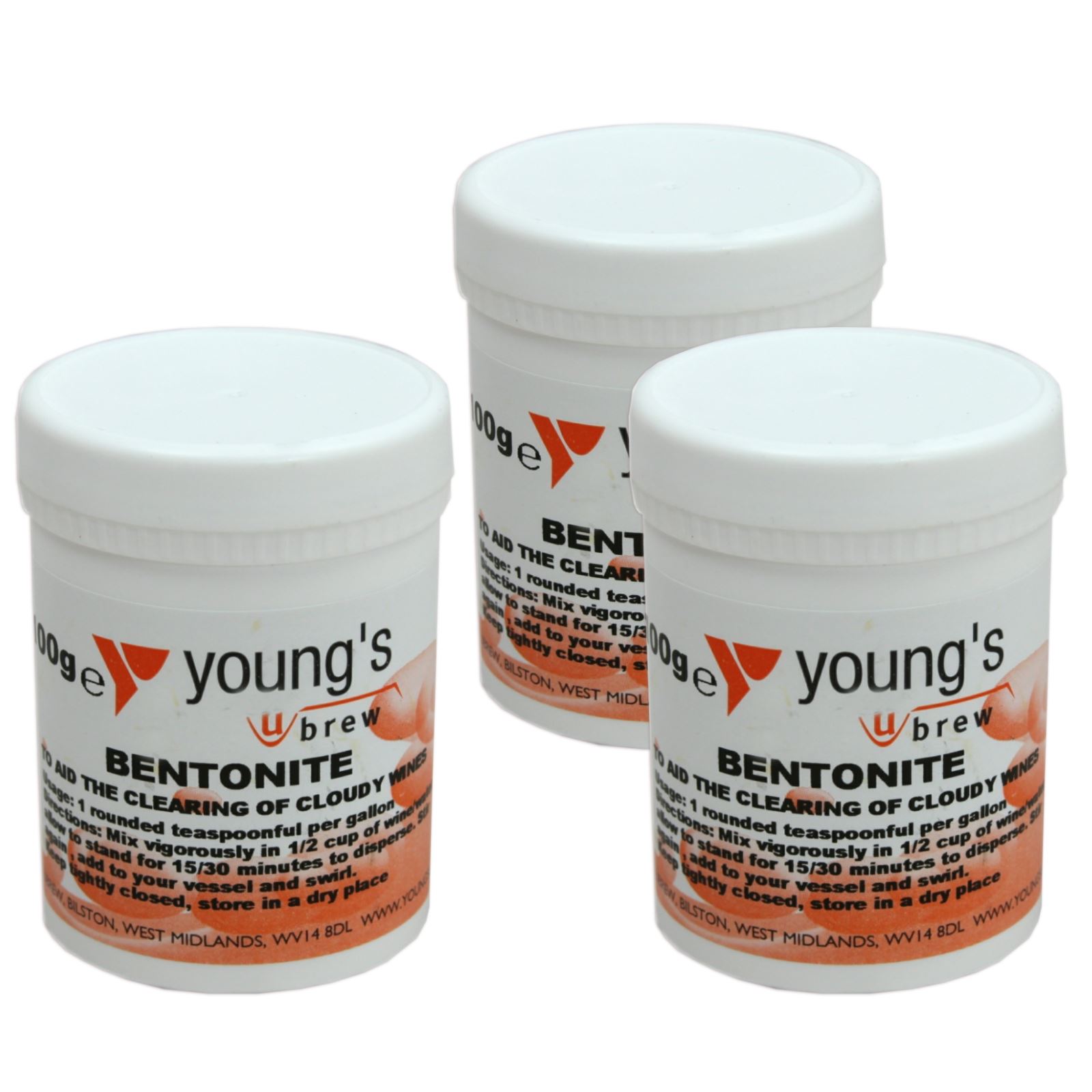3x Bentonite 100g Youngs Home brew Beer & Wine Making Chemicals