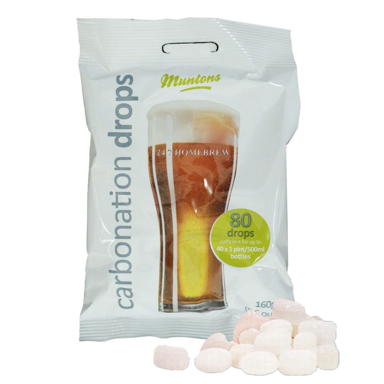 Muntons Carbonation Drops 80 160g Sugar Tablets for priming beer