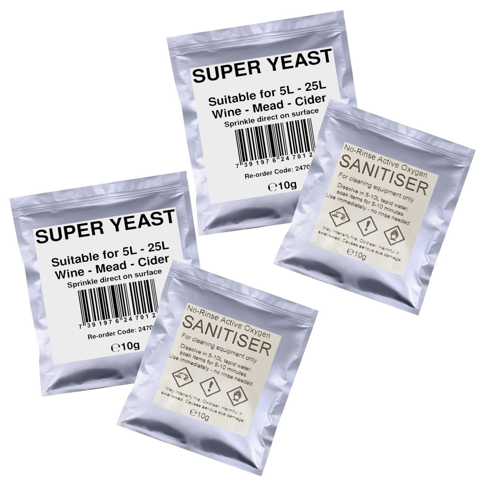 Super Wine Yeast and No-Rinse Steriliser Pack Homebrew Wine, Cider and Mead