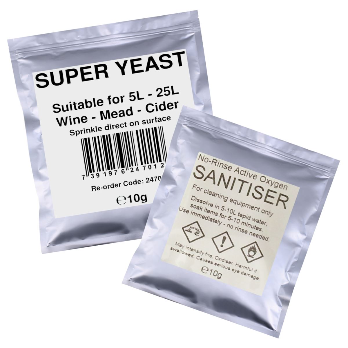 Super Wine Yeast and No-Rinse Steriliser Pack Homebrew Wine, Cider and Mead