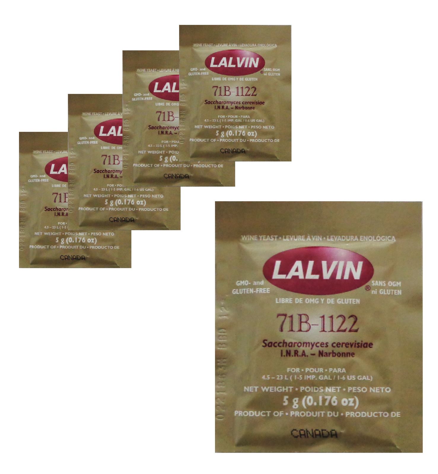 Lalvin 71B-1122 Nouveau Style Wine Yeast 5g Sachet Homebrew Wine Making 4.5L-23L