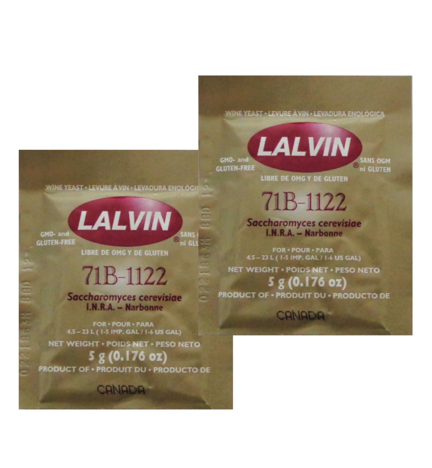 Lalvin 71B-1122 Nouveau Style Wine Yeast 5g Sachet Homebrew Wine Making 4.5L-23L