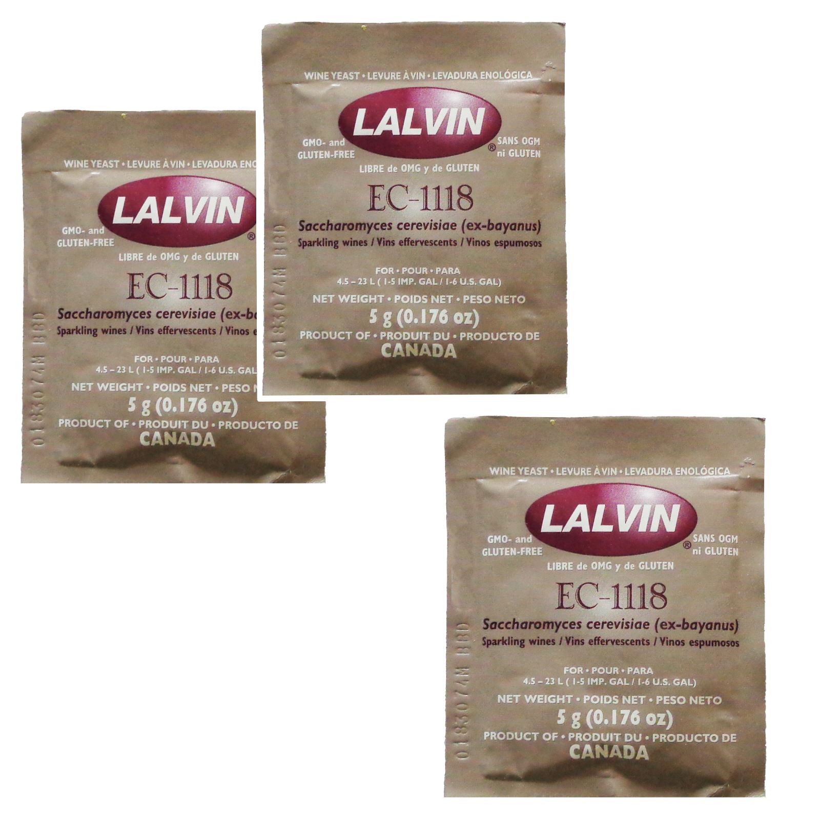 Lalvin EC-1118 Champagne Yeast 5g Sachet 18% Homebrew Wine Making 4.5L-23L