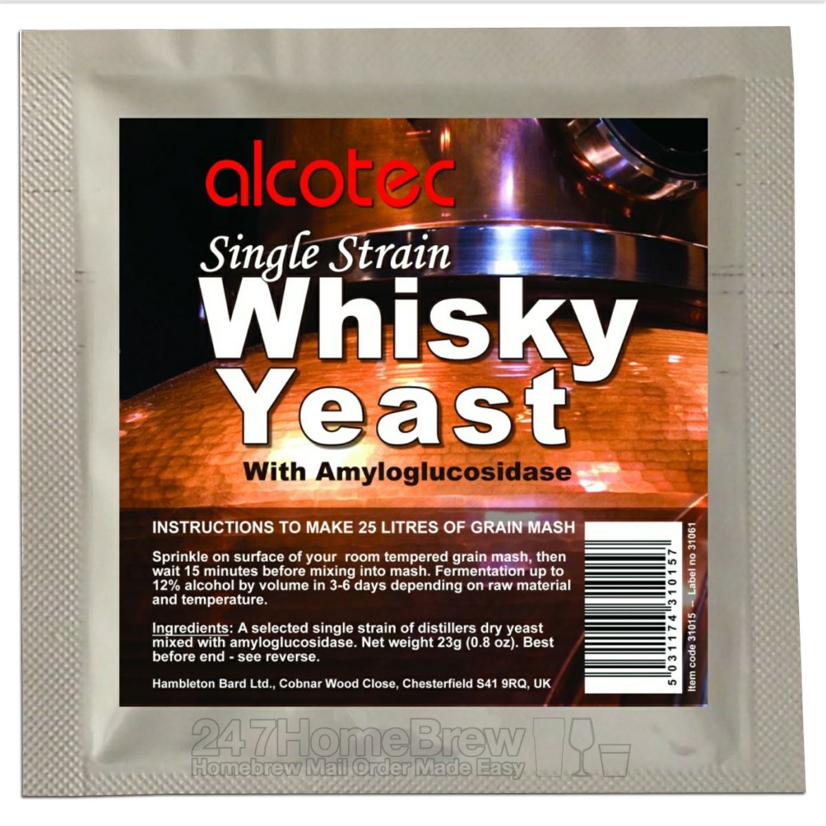 Alcotec Single Strain Whisky Yeast Makes 25L Grain Whiskey Mash
