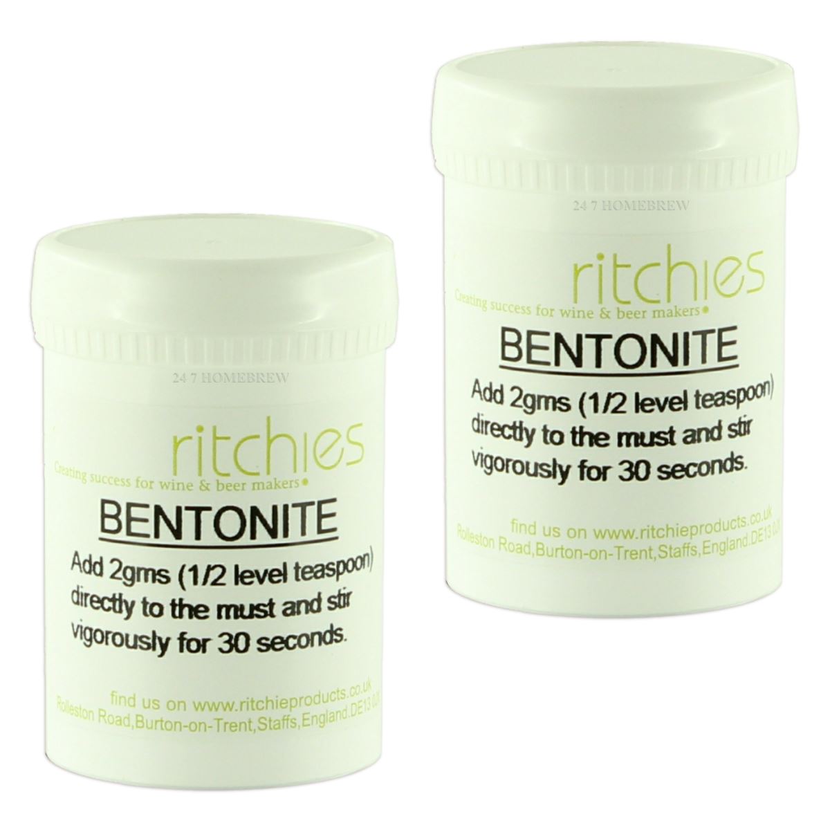 2x Ritchies Bentonite 100g fining agent removes pectin haze from wine