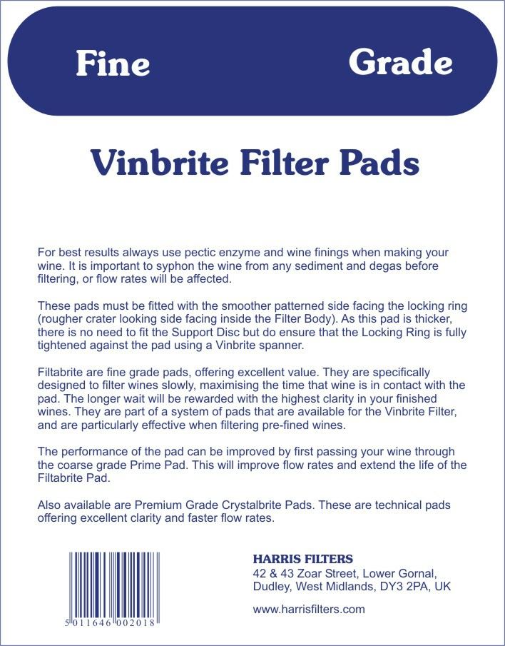 Harris FiltaBrite Filter Pads 5pack Use with Harris Vinbrite MK3