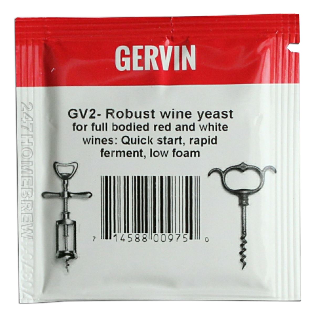 Gervin GV2 Wine Yeast 5g For Fruit Berry & Country Wines 5-23L