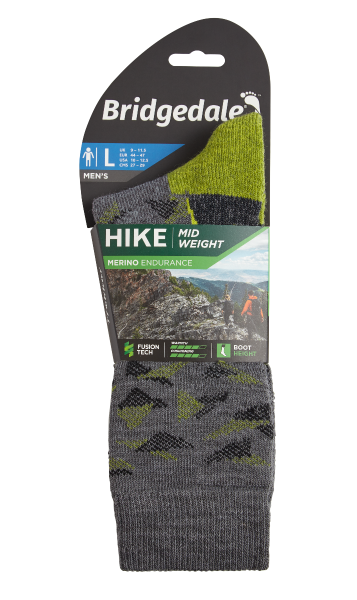 Bridgedale Men's Hike Midweight Endurance Boot Merino Performance Socks