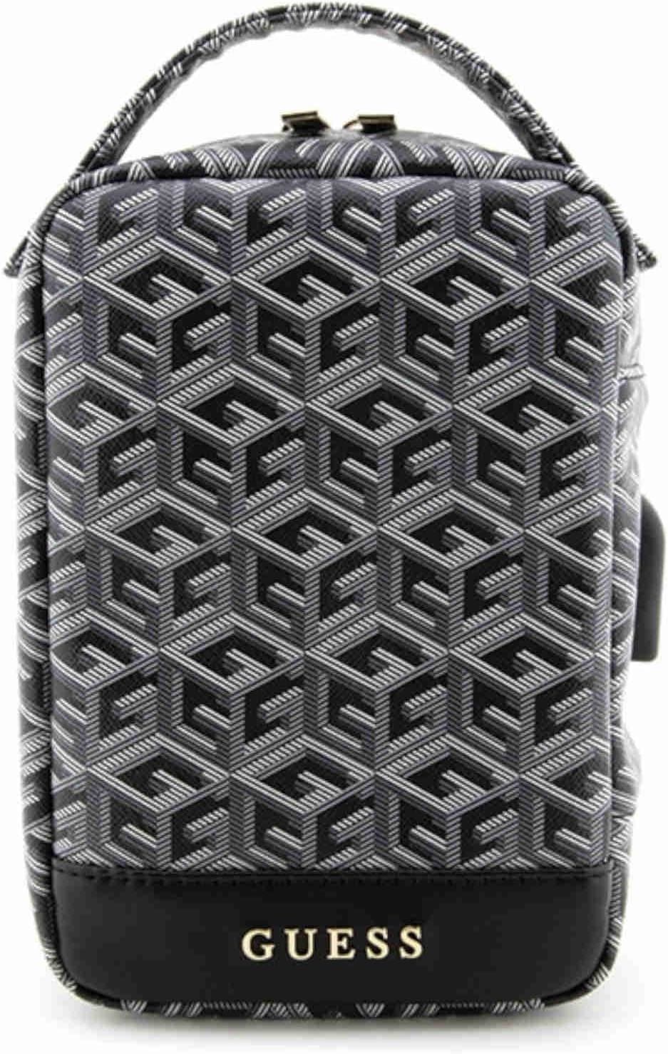 Official Guess Gcube Stripes Metal Logo Organizer Travel Bag - New - Picture 1 of 9