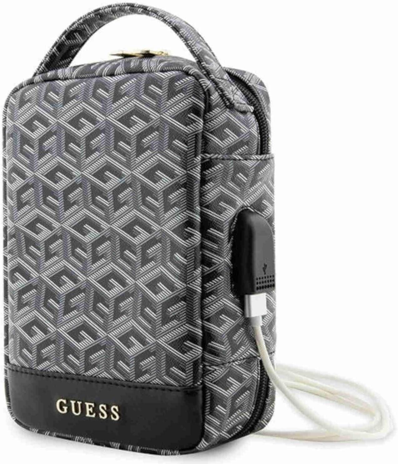 Official Guess Gcube Stripes Metal Logo Organizer Travel Bag - New - Picture 2 of 9