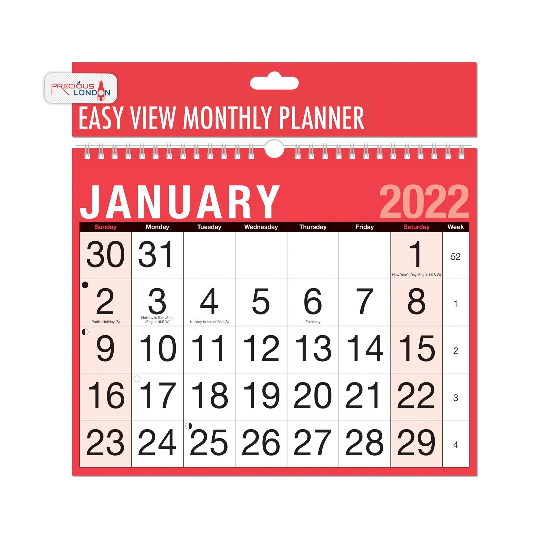 2022 Wall Calendar Planner Slim/Easy/Large MTV/Giant/Yearly Staff HolidayPlanner eBay