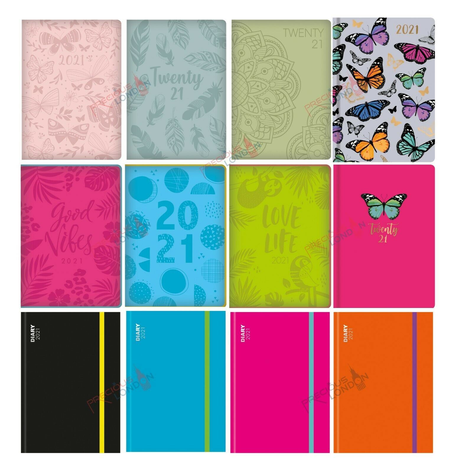 2021 Diary A5 Week to View Embossed Geometric Cover Family Organiser Planner