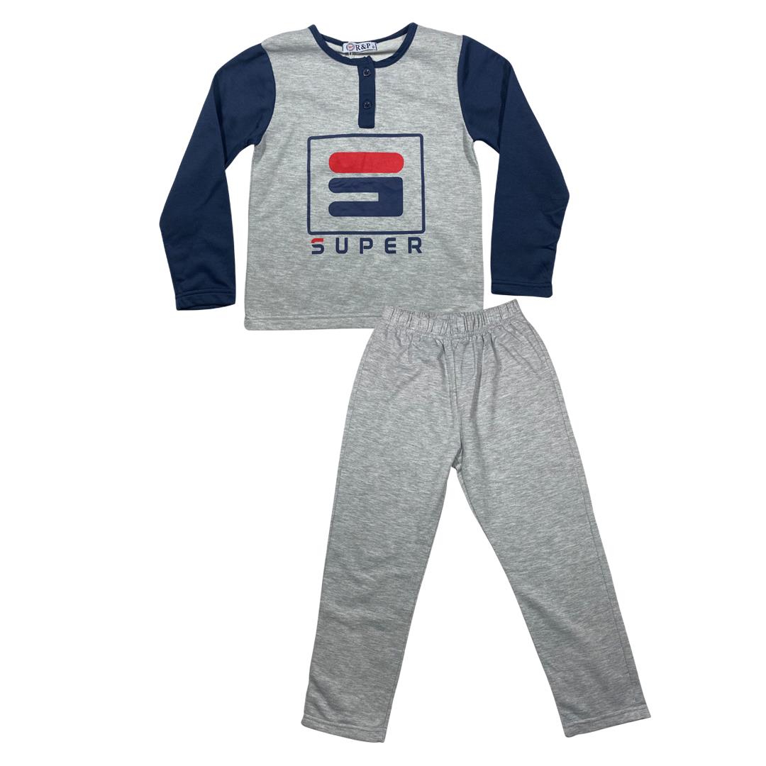 Boys Kids Pyjamas Long Sleeve Top Bottom Set Cotton - Size 3-14 Years - Picture 2 of 10
