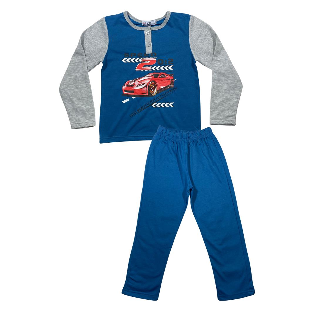 Boys Kids Pyjamas Long Sleeve Top Bottom Set Cotton Car - Size 3-14 Years - Picture 8 of 10