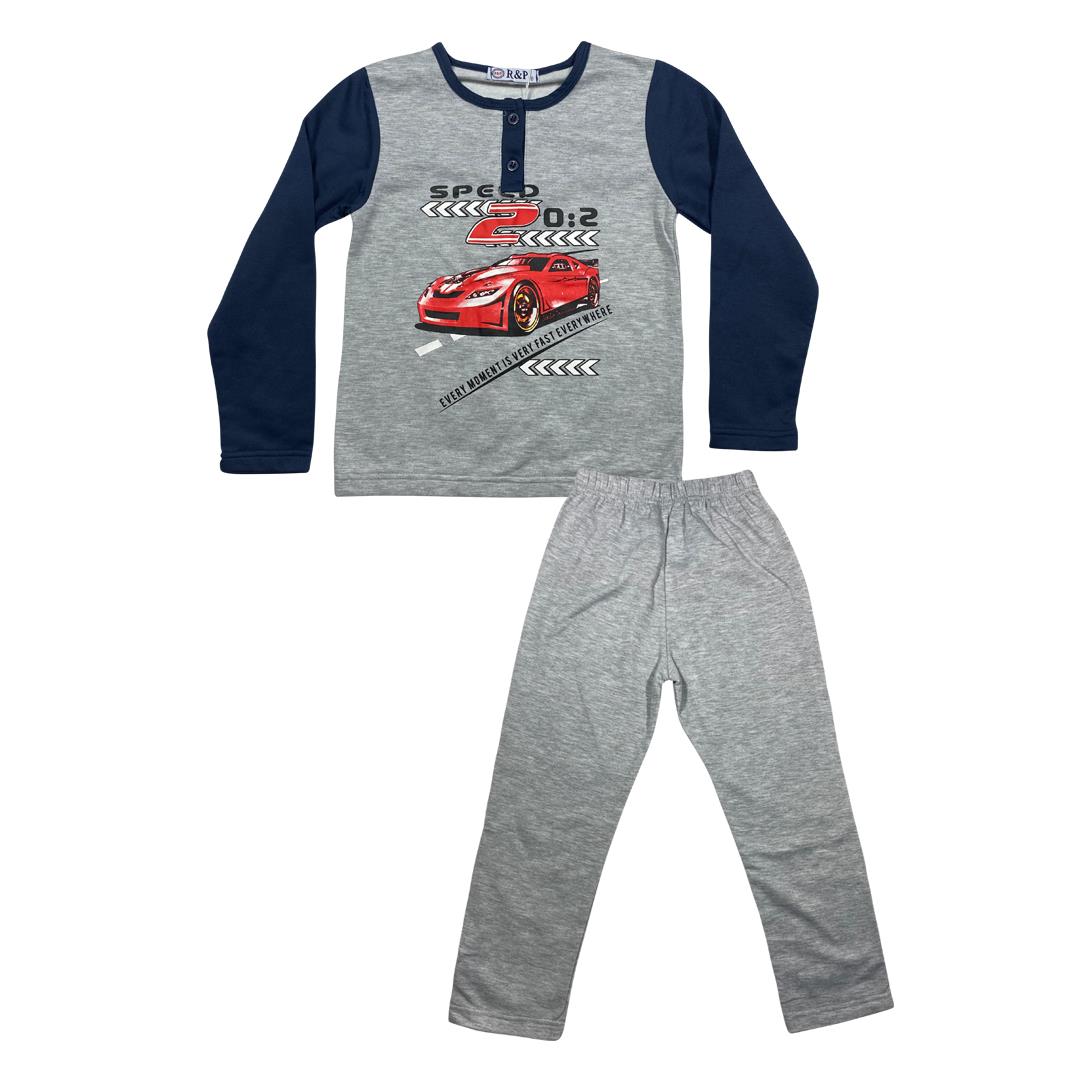 Boys Kids Pyjamas Long Sleeve Top Bottom Set Cotton Car - Size 3-14 Years - Picture 2 of 10