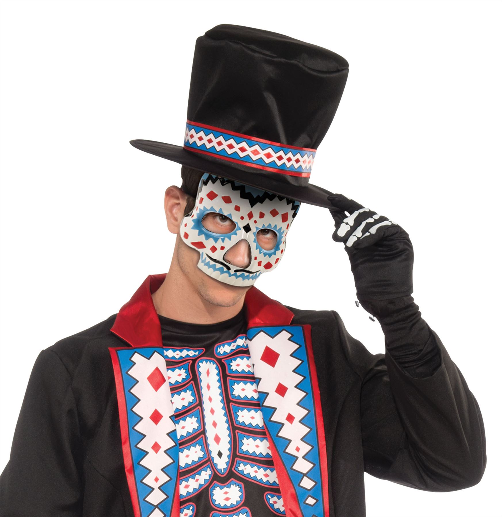 Adults Mexican Day Of The Dead Sugar Skull Skeleton Fancy Dress Costume