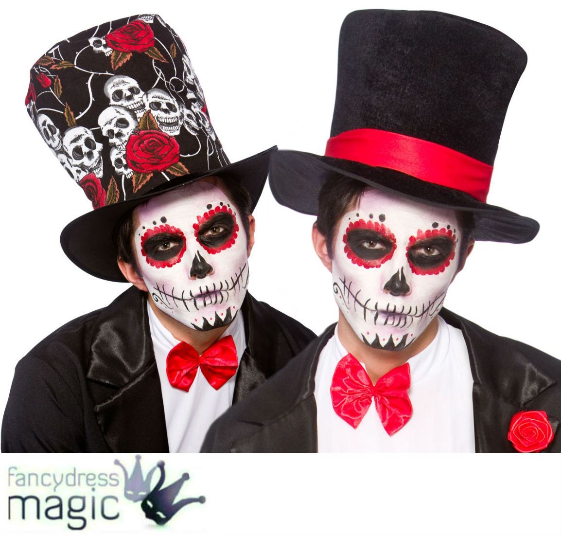 Day Of The Dead Top Hat Fancy Dress Costume Mexican Halloween Dia De Los Muertos eBay