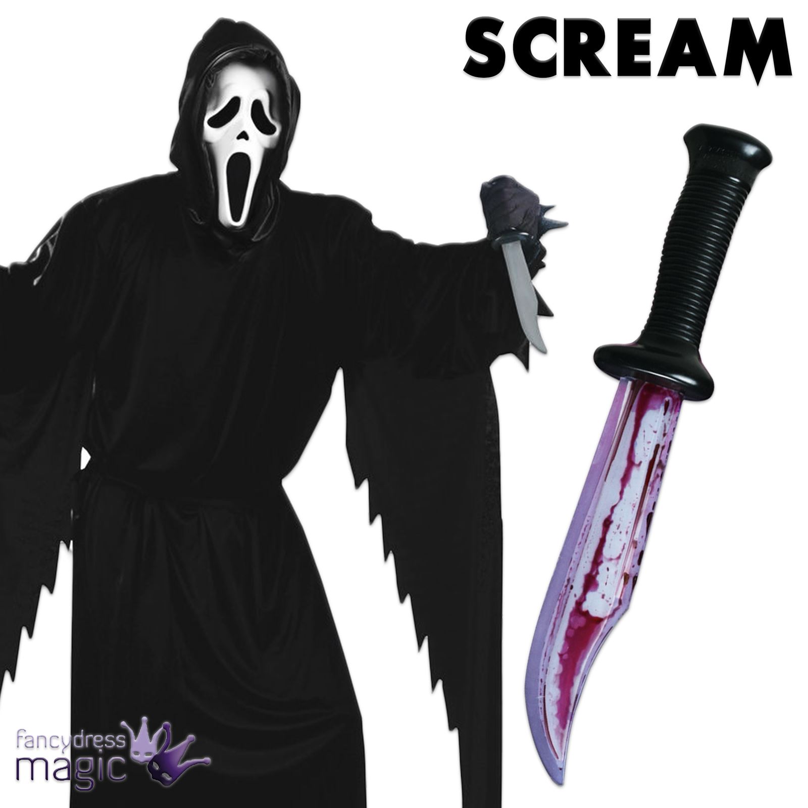 Official Licensed Adults Ghostface Scream Fancy Dress Outfit Halloween