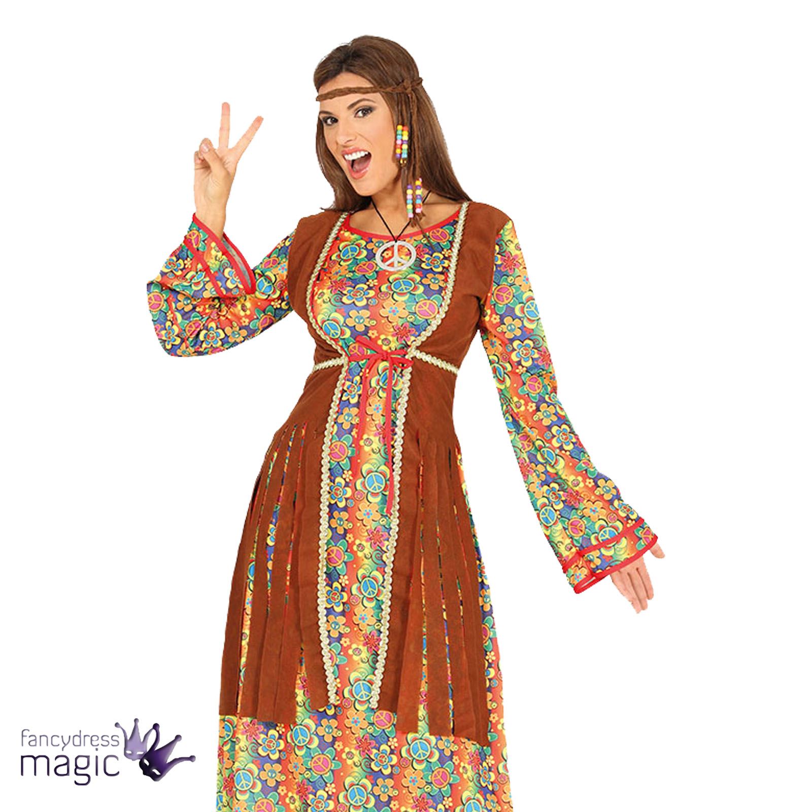 Ladies 60s 70s Hippie Hippy Long Maxi Fancy Dress Costume Waistcoat Fringe CND eBay