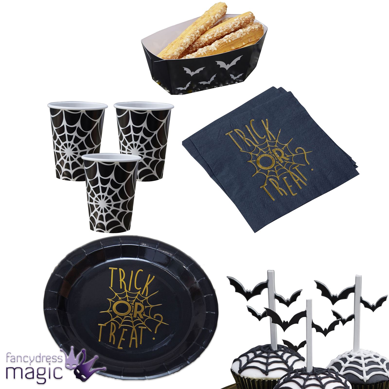 Ginger Ray Trick Treat Halloween Party Partyware Bunting Napkins Set