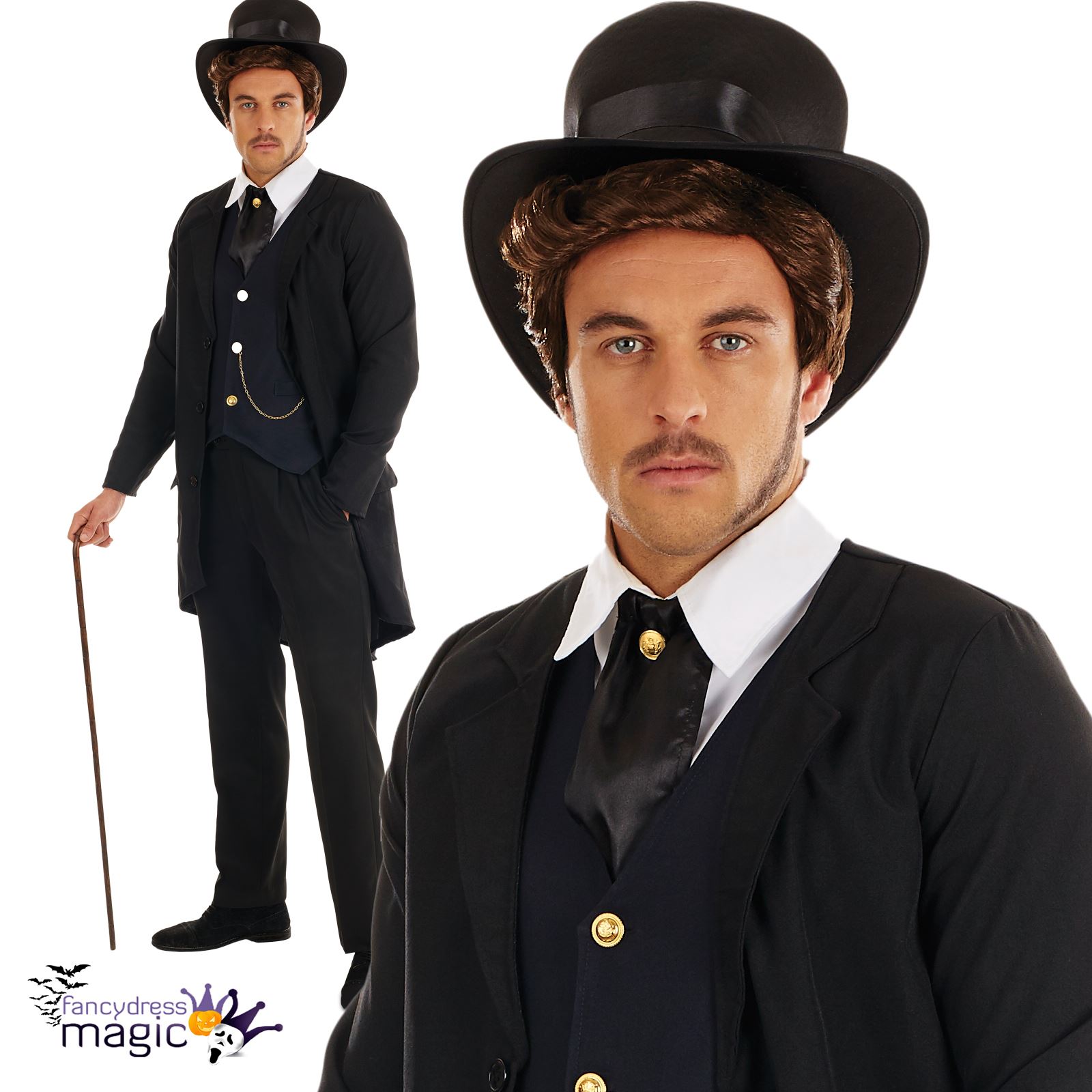 Mens Victorian Gentleman Dickens Edwardian Downton Fancy Dress Costume ...