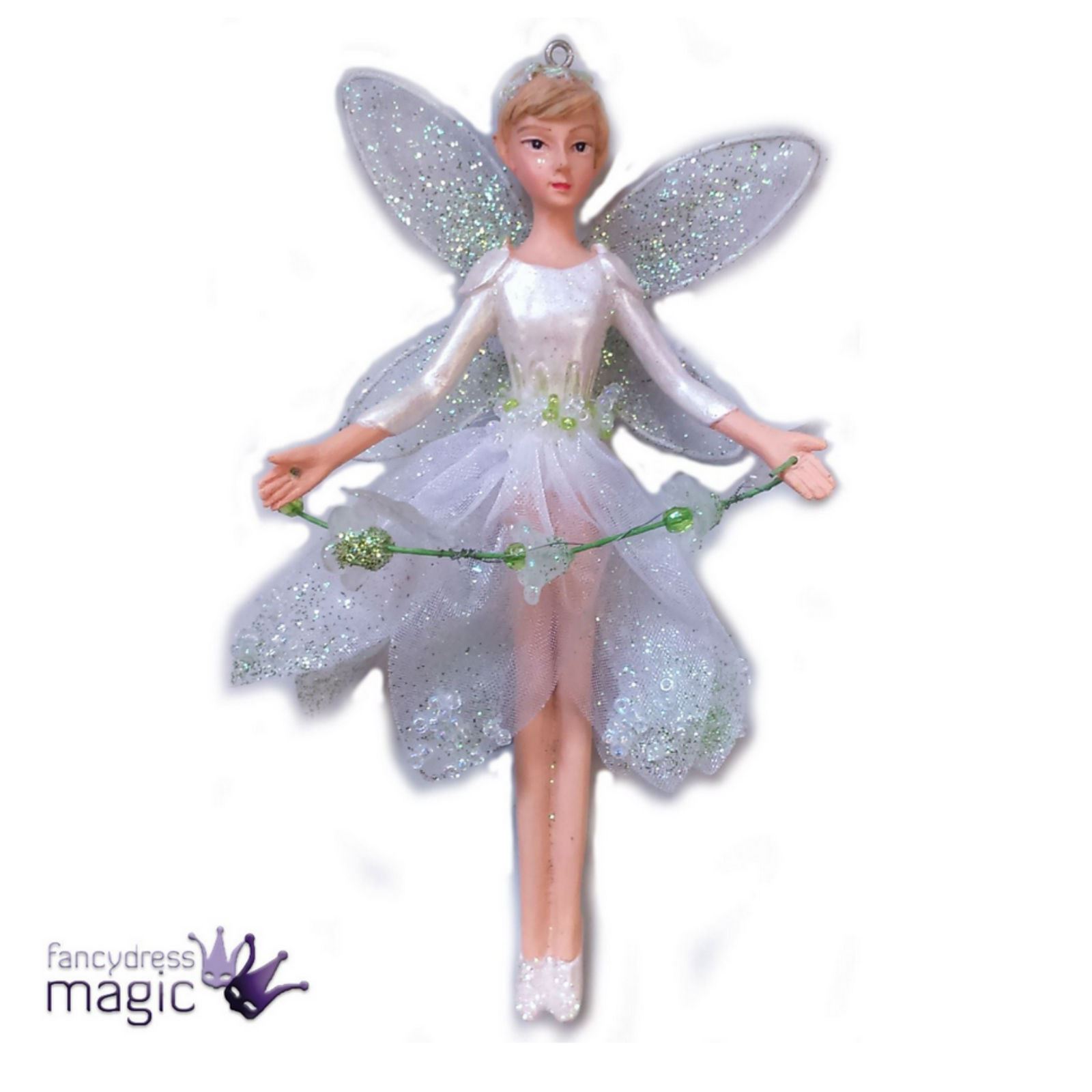 Gisela Graham Resin Fabric Christmas Hanging Snowdrop Tree Angel Decor