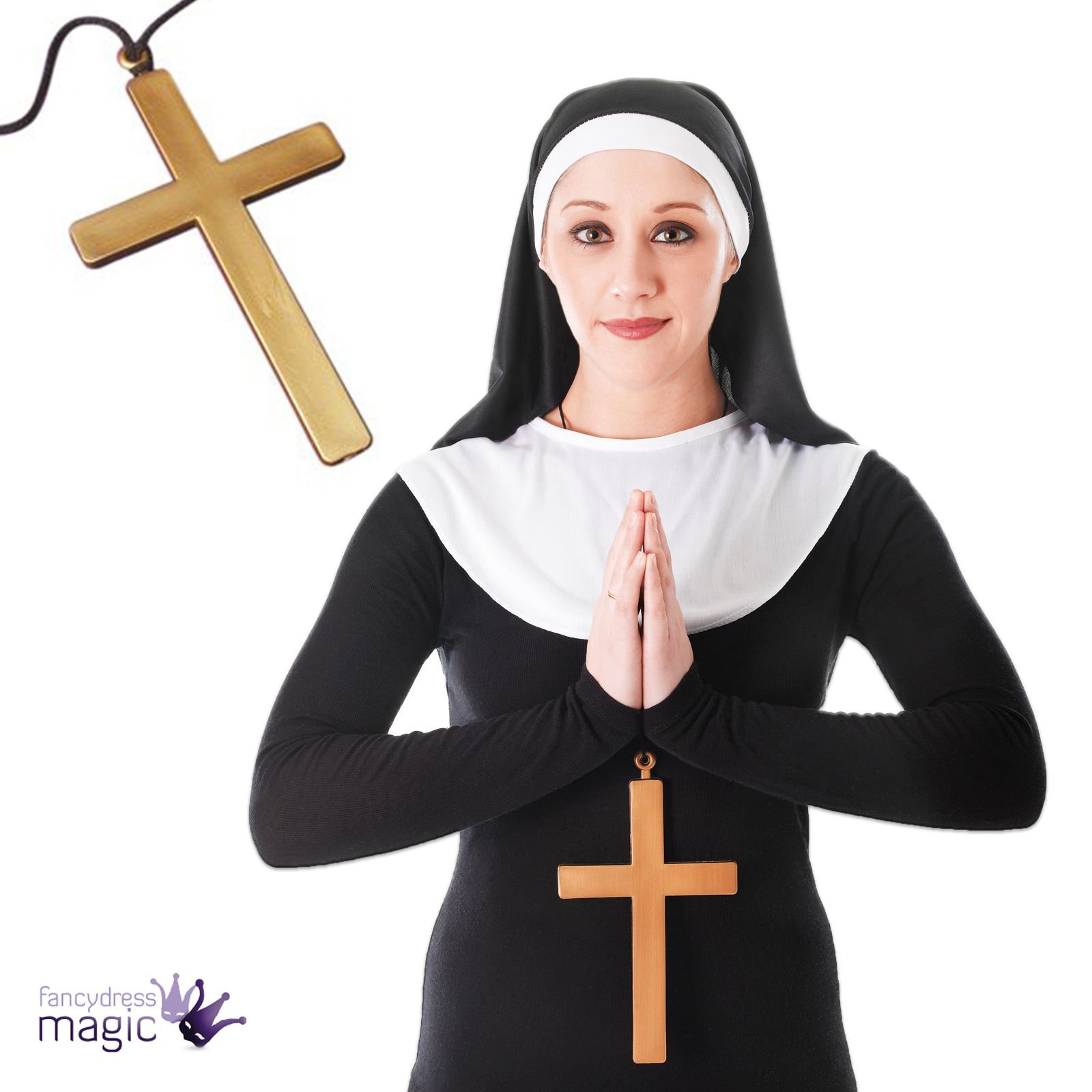 Nun Kit Headdress & Collar Ladies Religious Fancy Dress Costume Hen