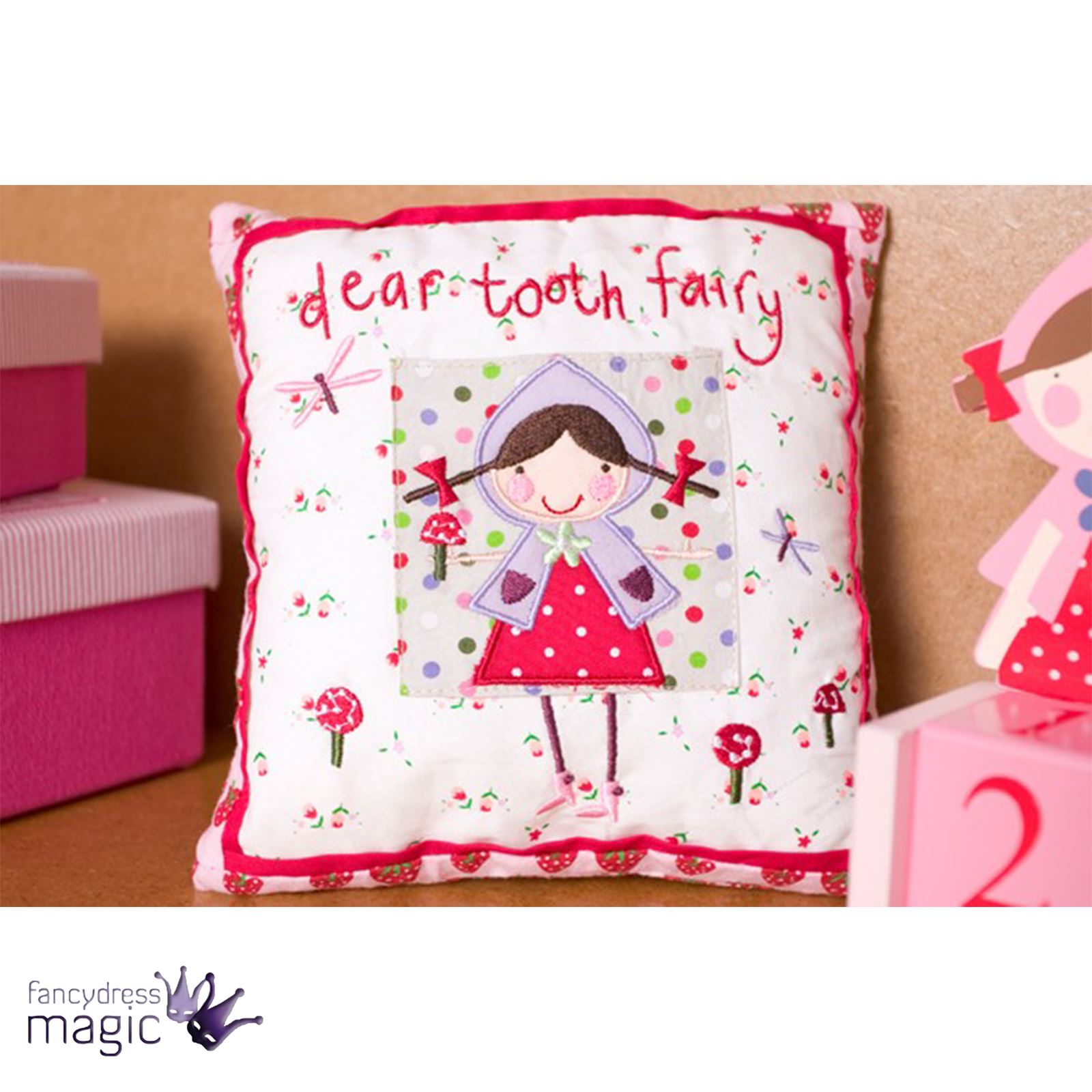 Gisela Graham Little Girls Dear Tooth Fairy Strawberry Patch Cushion Gisela Graham Little Girls Dear Tooth Fairy Strawberry Patch Cushion