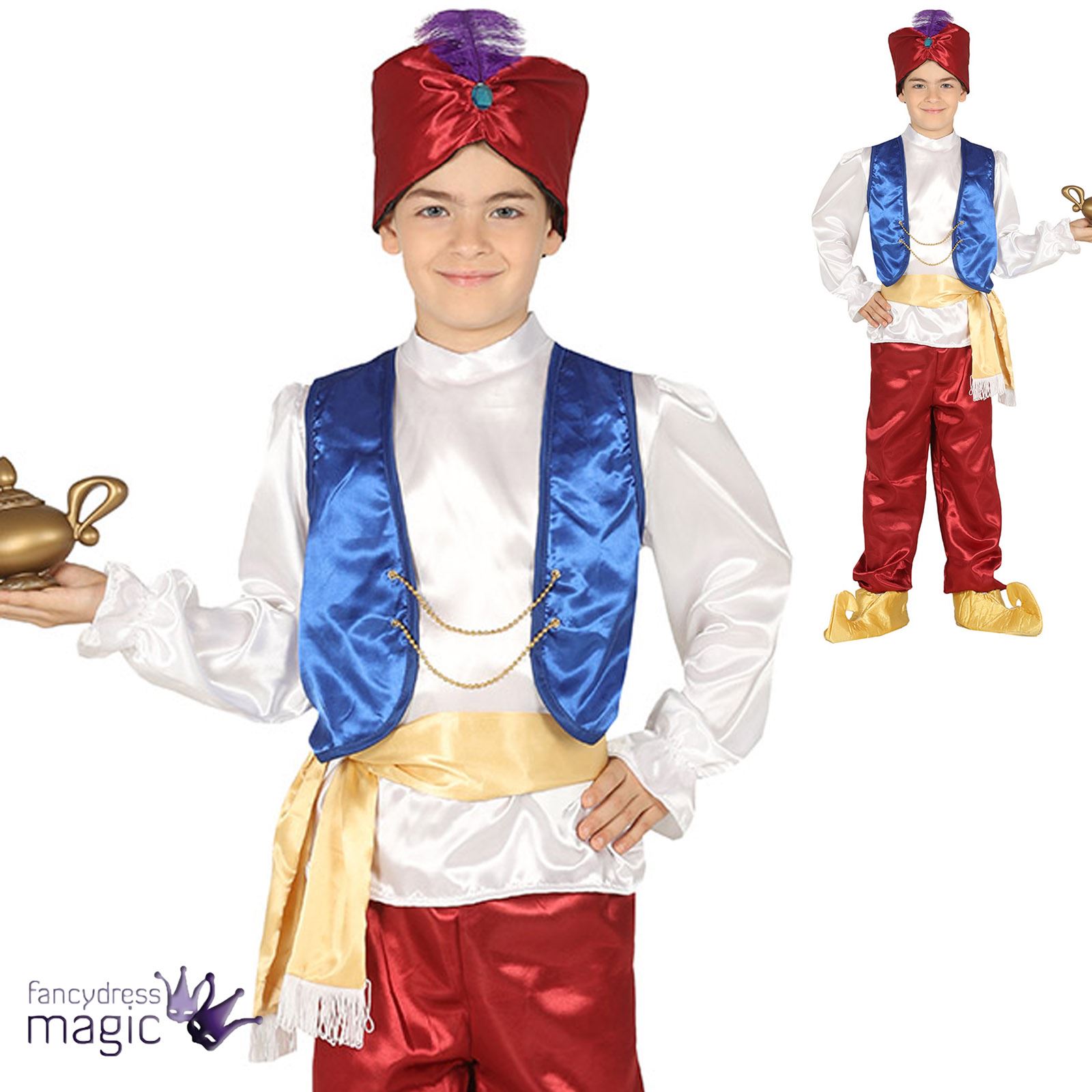 Men/'s Sinbad Pantomime Fancy Dress Party Aladdin Arabian Genie Bandit Outfit UK