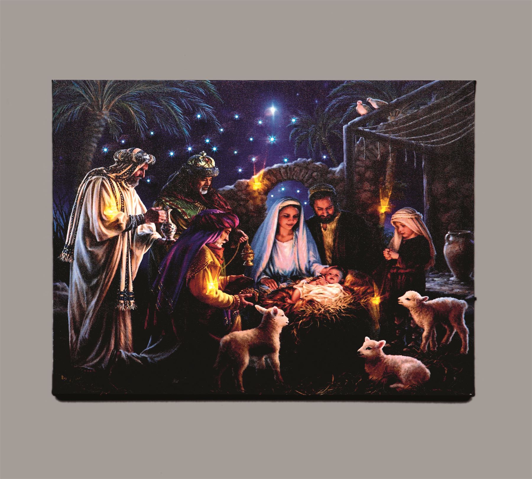 40 x 30cm fibre optic nativity canvas 5 led lights battery christmas canvas pictures with led lights