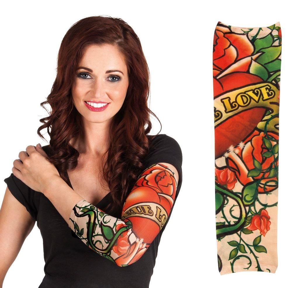Tattoo Sleeve Fake Stretch Nylon Sleeves Temporary Fancy Dress Costume