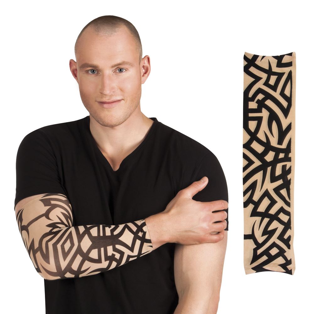 Tattoo Sleeve Fake Stretch Nylon Sleeves Temporary Fancy Dress Costume
