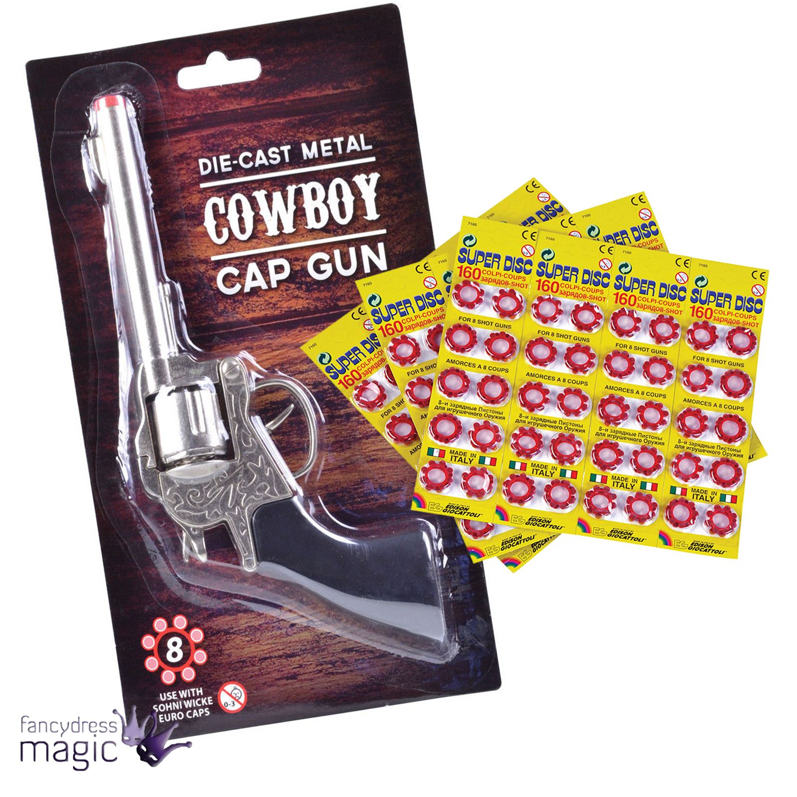 Metal Cowboy Gun Shot Caps Toy Fake Kids Wild West Cowboy Revolver