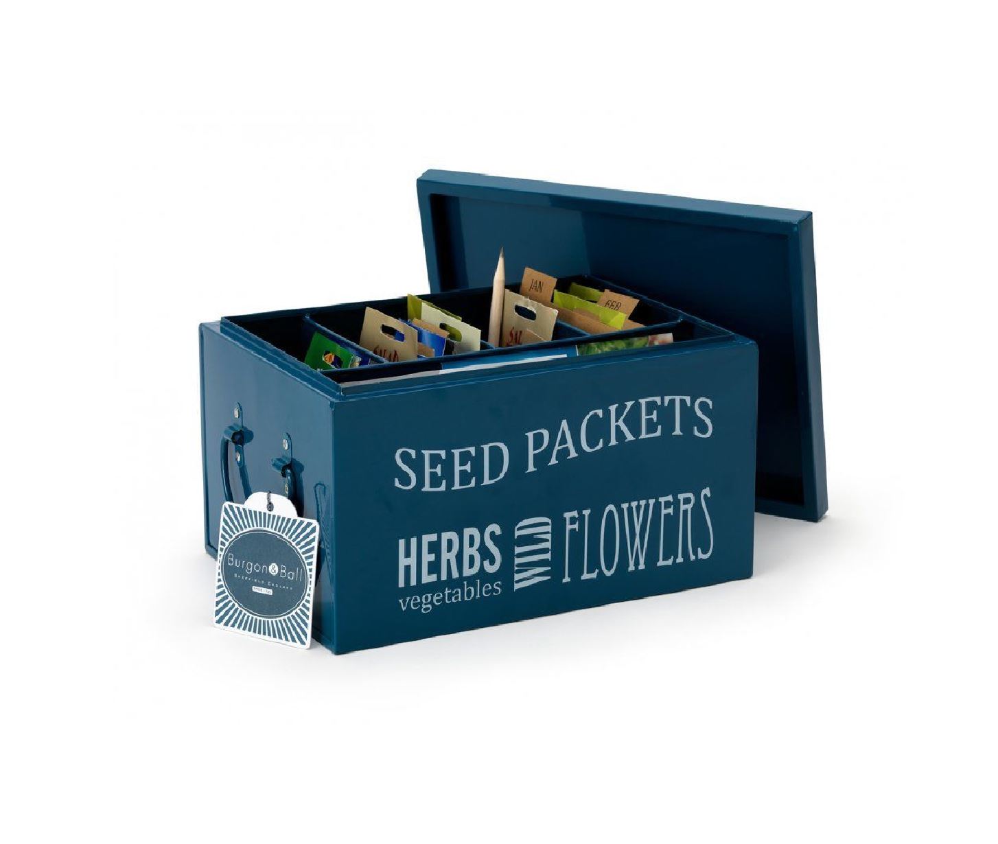 Burgon & Ball Vintage Metal Seed Packet Organiser Storage Box Tin Chic Home Gift eBay