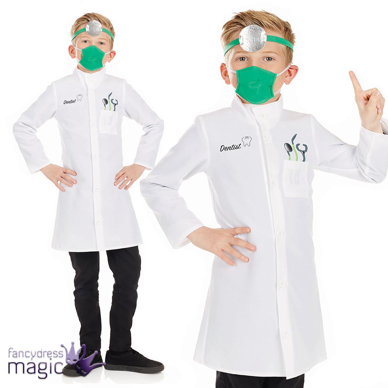 Child Boys Girls Dentist Uniform Doctor Book Week Day Fancy Dress