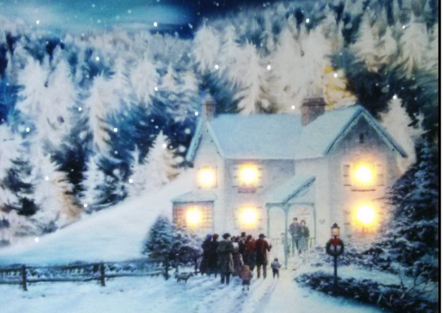 LED Light Up Hanging Canvas Pciture Xmas Christmas Scene Home Wall