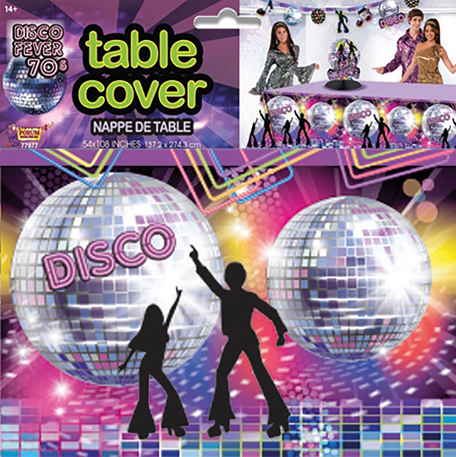 *70s Disco Fever Themed Party Mirror Glitter Ball Table Cloth Cover