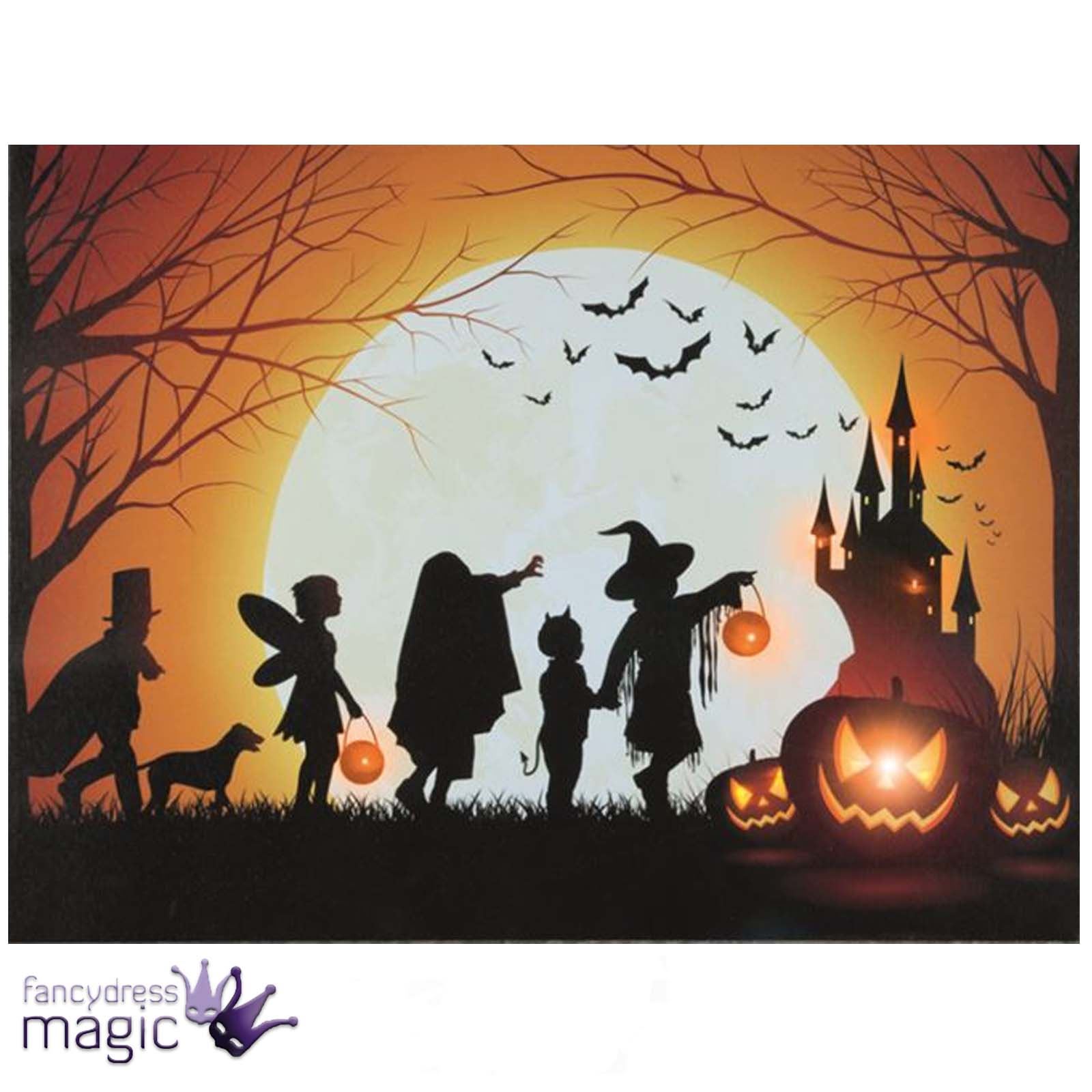 LED Light Up Canvas Halloween Spooky Scene Picture Wall Home Hanging Decoration eBay