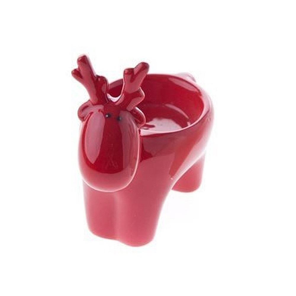 Gisela Graham Ceramic Reindeer Tea Light Candle Holder Christmas