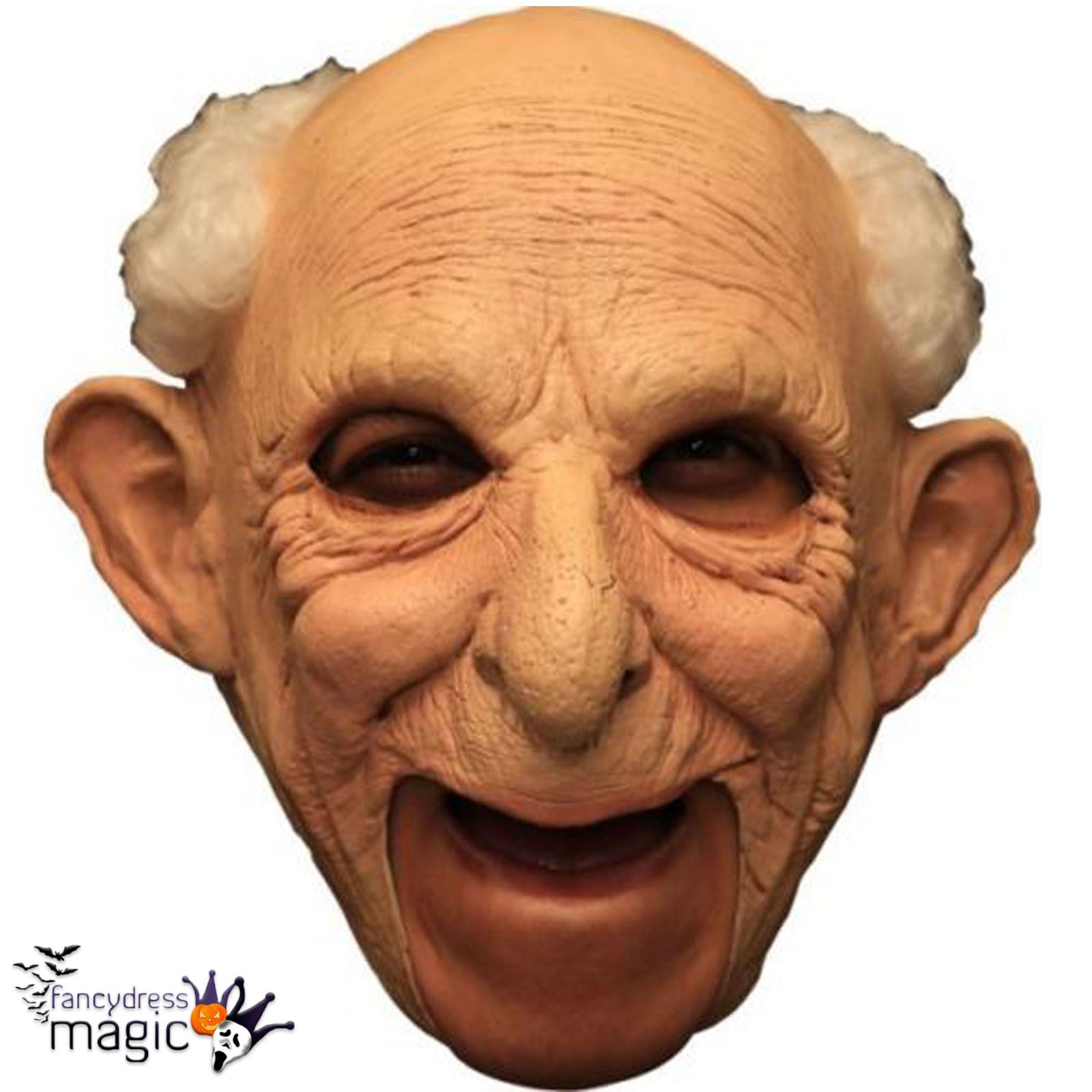 Deluxe Gus Old Man Grandpa Latex Halloween Chinless Head Mask With