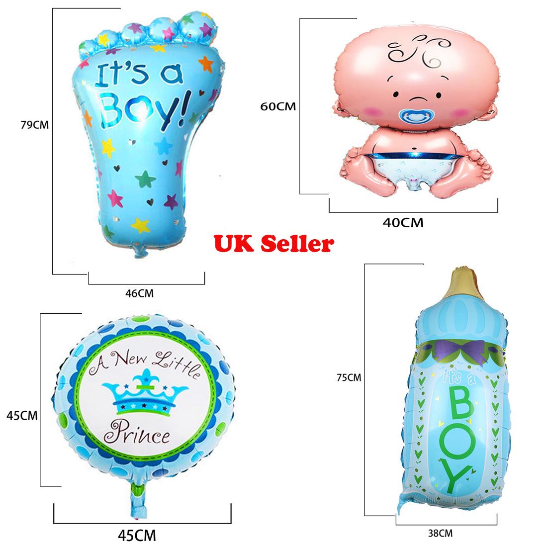 4Pcs Chico De Aluminio Globo De Helio Para Recién Nacido Baby Shower Bautizo Fiesta De Cumpleaños