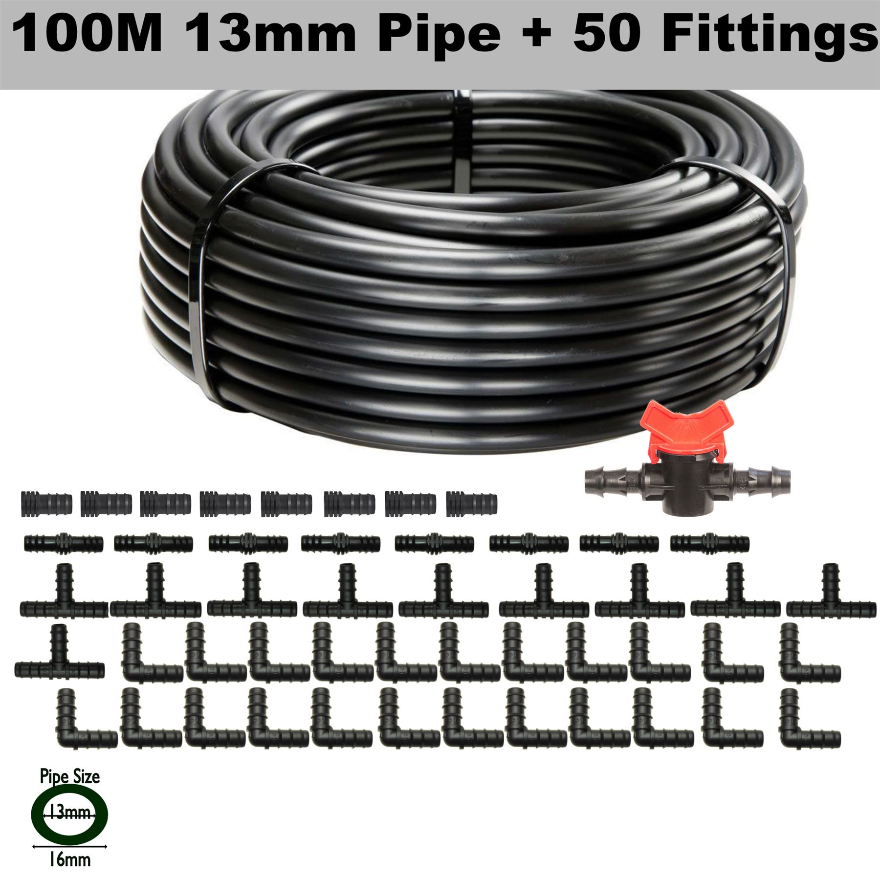 13mm ID (16mm OD) Black Irrigation pipe plus fittings eBay