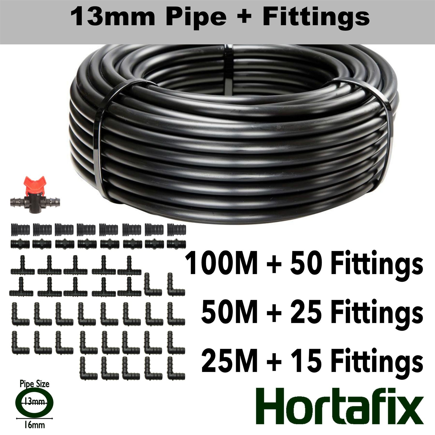 13mm ID (16mm OD) Black Irrigation pipe plus fittings eBay