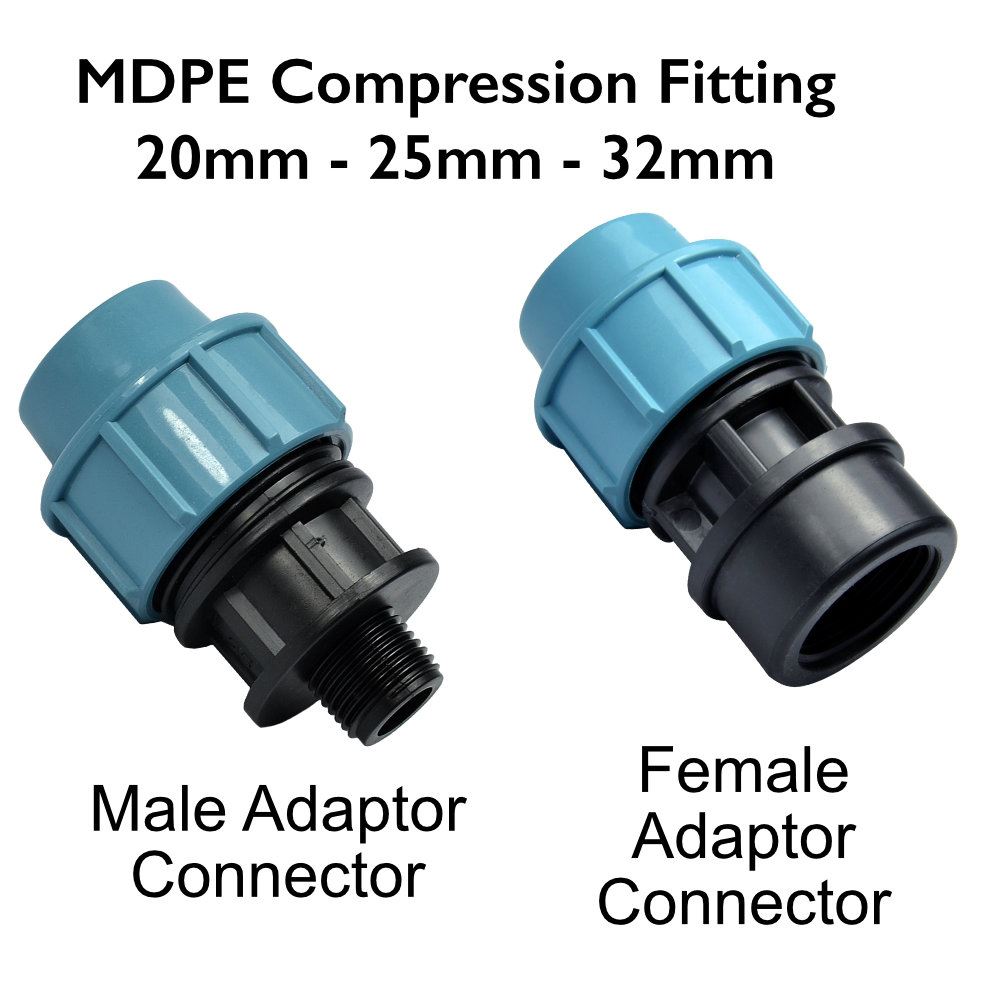 Compression Adaptors Male Female MDPE Fitting 20/25/32mm BSP Threads eBay