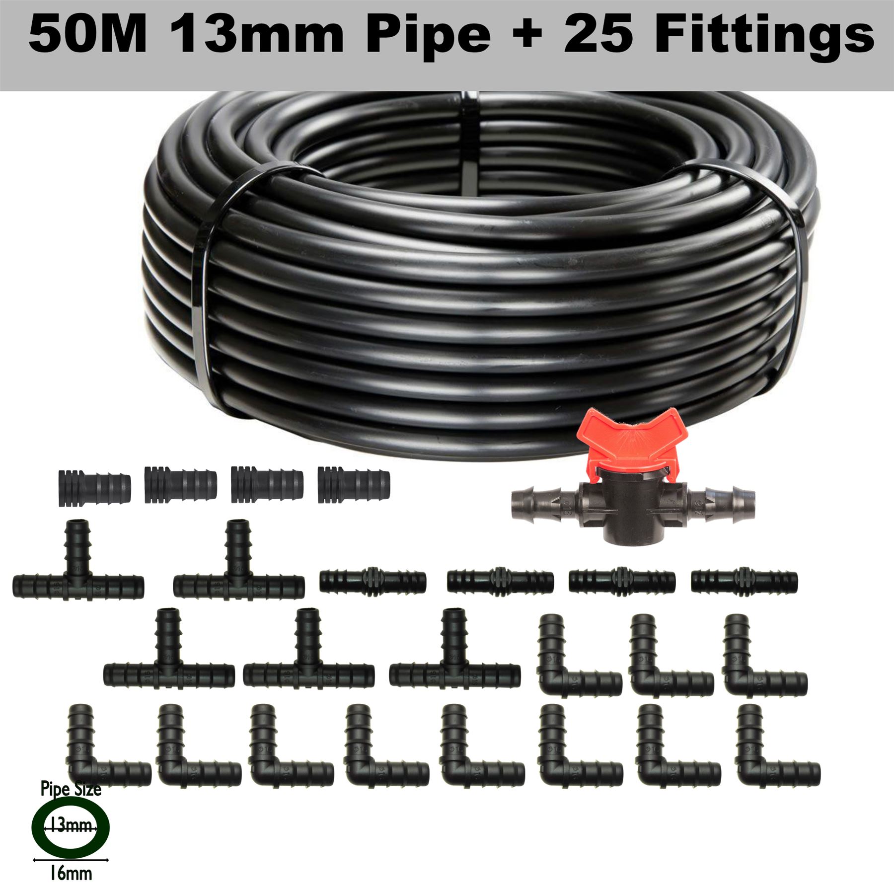 13mm ID (16mm OD) Black Irrigation pipe plus fittings eBay