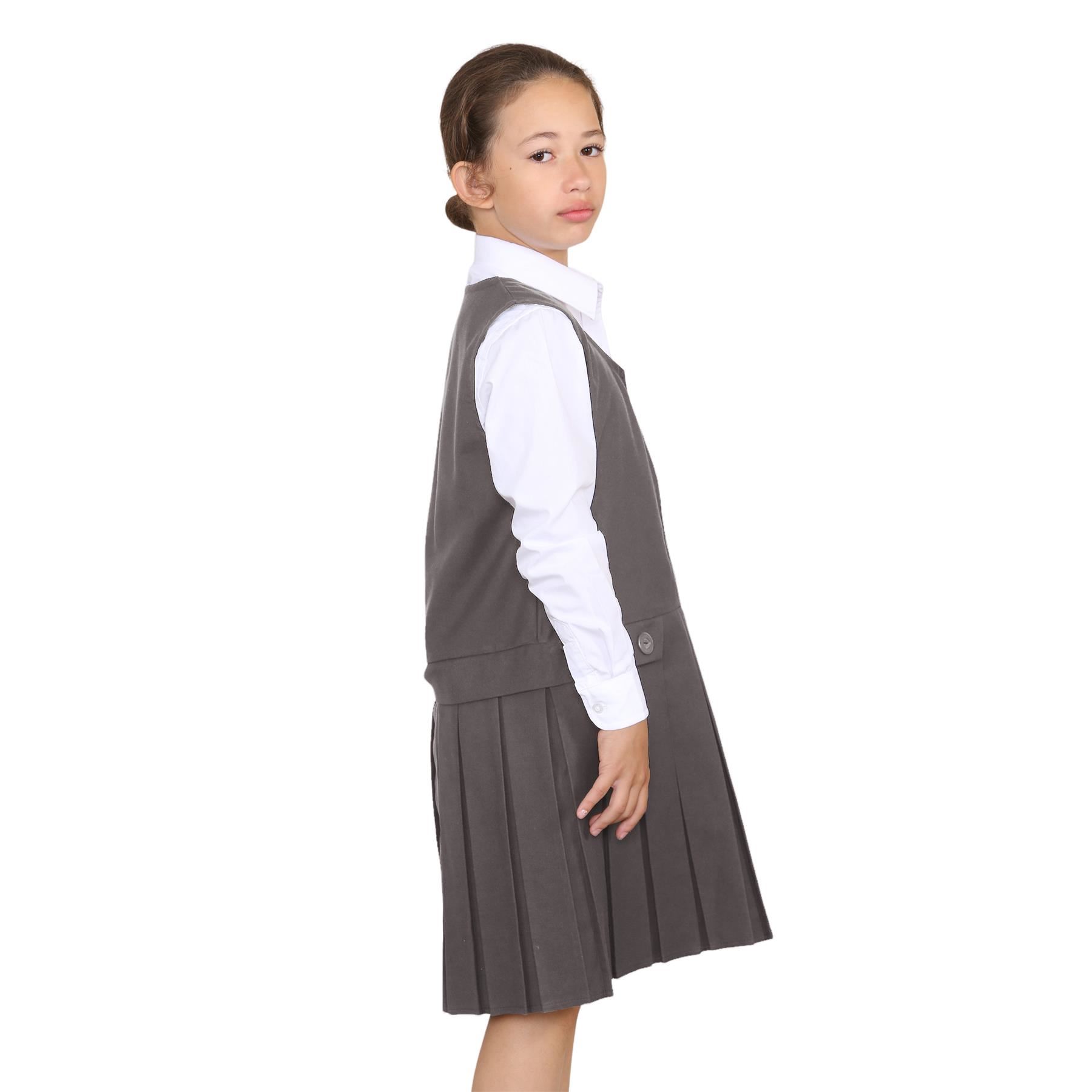 Niñas Delantal Vestido Caja Plisada Dos Botones Frontal Cremallera Uniforme Escolar Paquete de 2 - Imagen 12 de 23