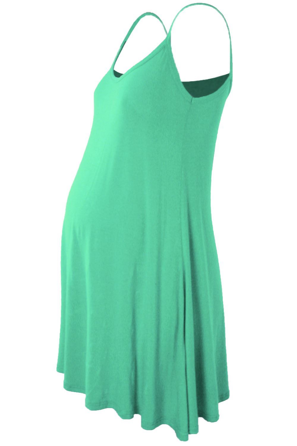 Womens Sleeveless Maternity Dress Camisole Ladies Flared Plain Strappy Cami Top - Picture 10 of 28